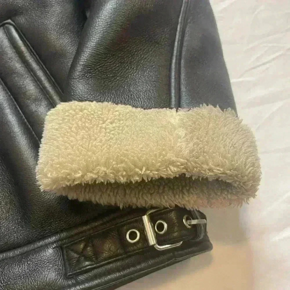 Zara Girls Combo Double Faced Biker Moto Jacket Black Cream - Picture 2 of 10